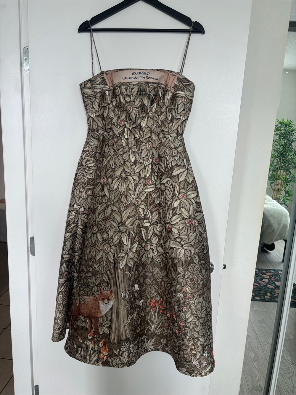 MONTSAND Forest-Print A-Line Spaghetti Strap Dress